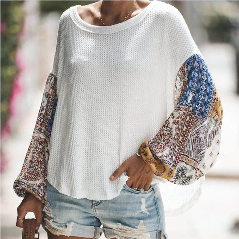 

Free Shipping Women Thermal Top with Paisley Sleeve, Shown