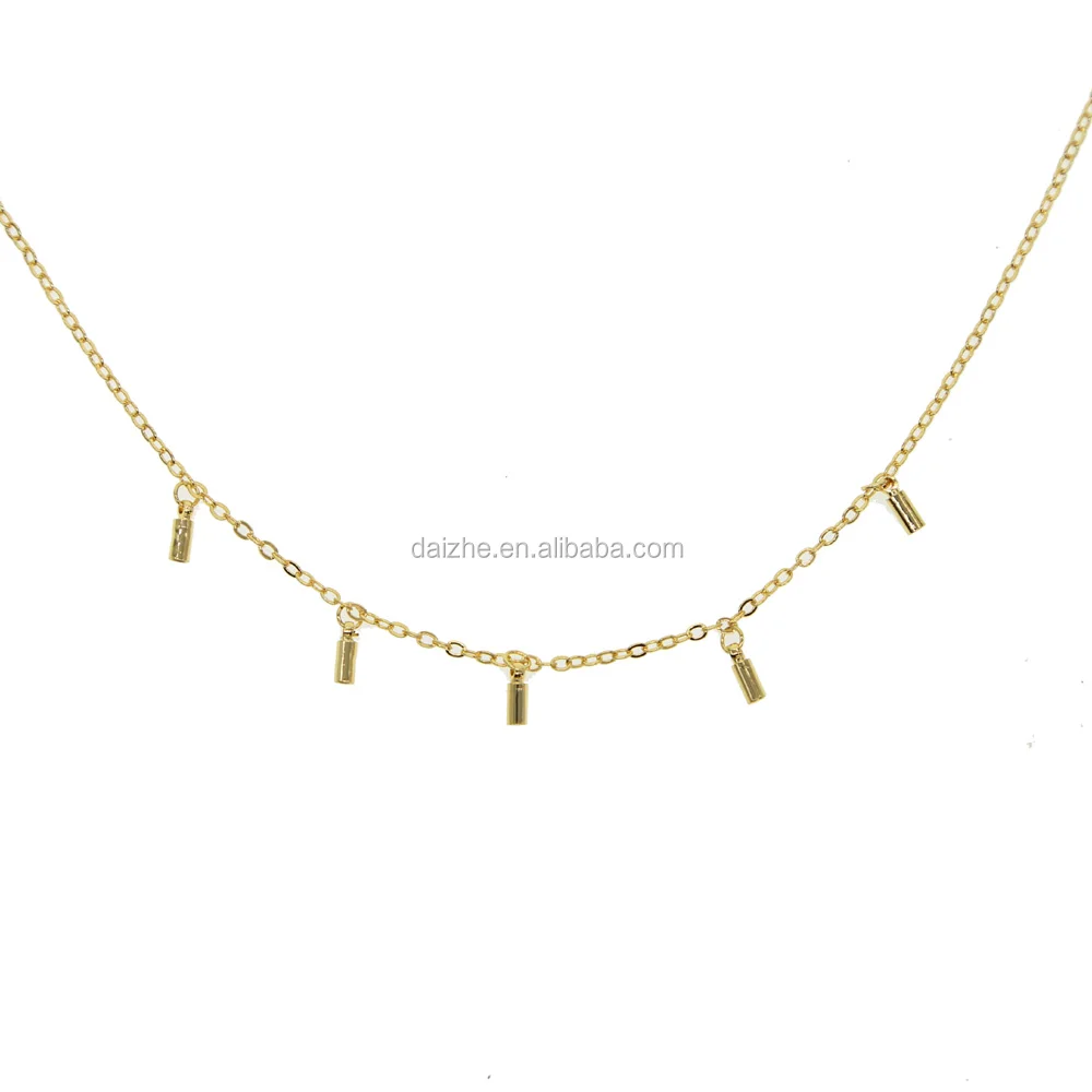 

2021 fashion gold filled women bar dangle charm necklace wedding mulity charm pendant necklace, Black