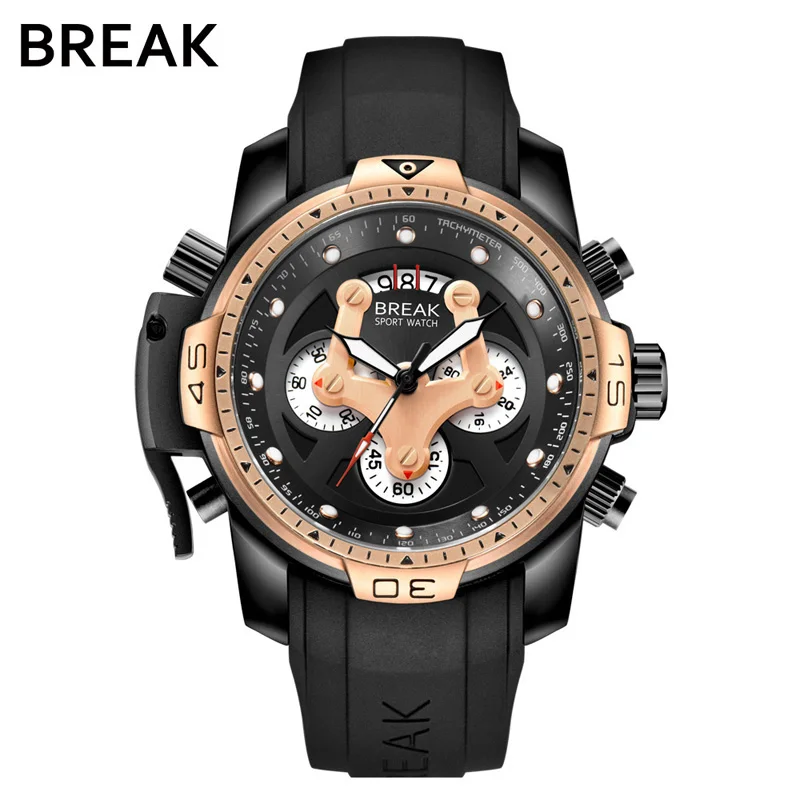 

WJ-7655 Latest Design BREAK Brand Men Watches Fashion Business Silicone Handwatches Waterproof Quartz Wrist Watches, Mix