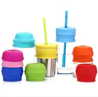 

Amazon Best Seller Reusable Silicone Straw Lid Cup sippy lids for baby cup milk mug