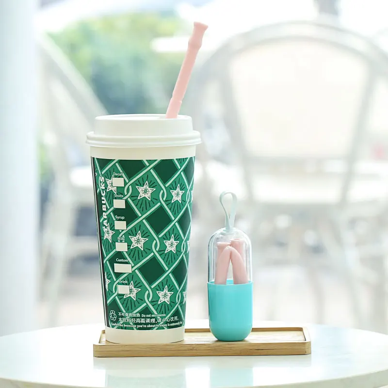 

Cups Silicone Reusable Collapsible Straw, Customized Folding Straw, Reusable Foldable Straws Eco, Cyan, quartz pink, gray, deep sky blue