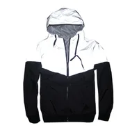 

Men Outdoor Patchwork Coat Hip Hop Waterproof Jacket Reflective Jacket Sport Windbreaker