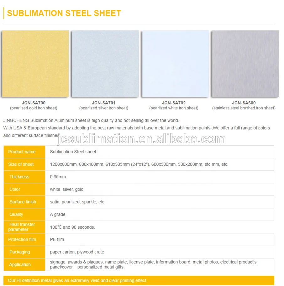 sublimation steel sheet 