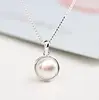 Sterling Silver and Women Custom Designs Simulated Shell Pearl Pendant Necklace