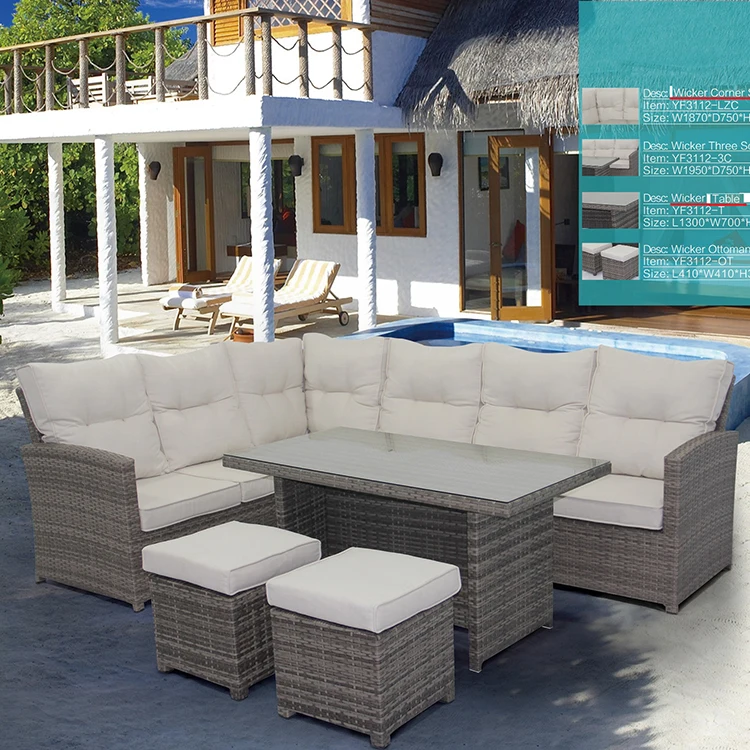 
Outdoor sectional corner sofa 5 seater l shape sofa set modern for sale 
