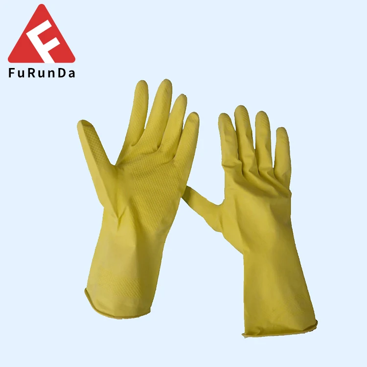 yellow household gloves