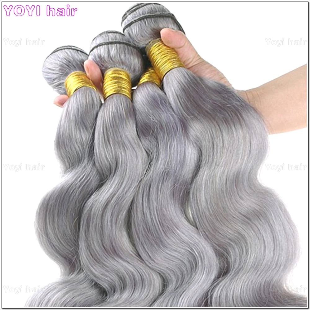 Malaysian Ombre Silver 1b Grey Color Human Remy Hair Weave Dark