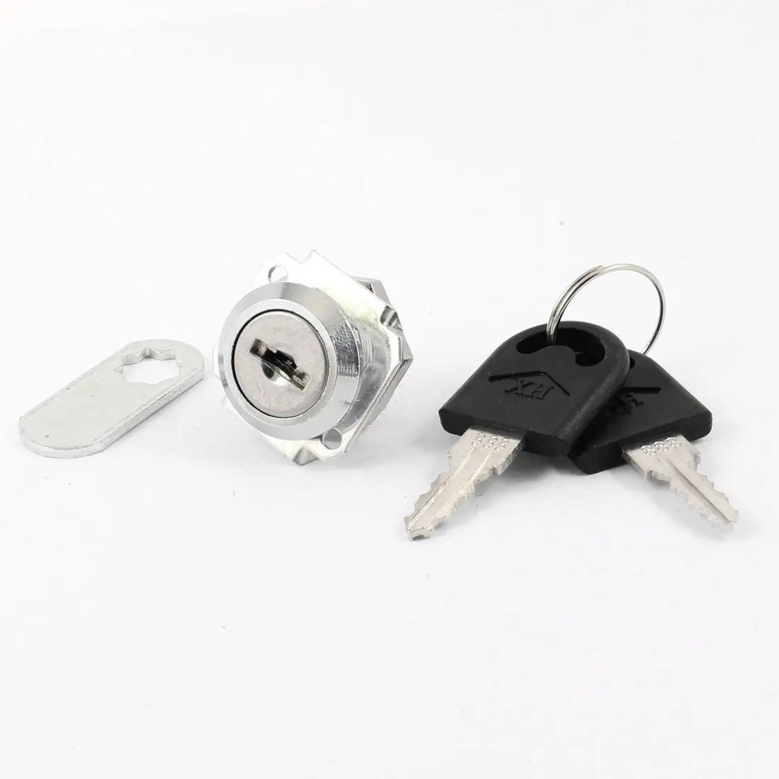 19mm x 22mm Cylinder Metal Square Base Drawer Lock Locker Silver Tone w 2 Keys