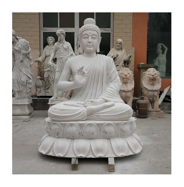 Customized Landscape Life Size Marble White Stone Buddha Statue