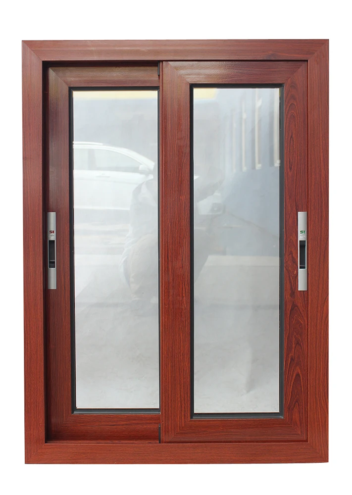 Top Quality Wood Grain Modern Sound-proof Aluminum glass Sliding Windows Residential grade Interior