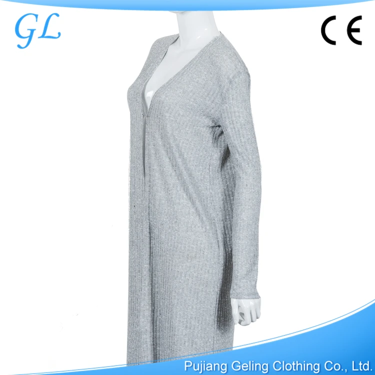 

factory price knitted long women cardigan, Grey