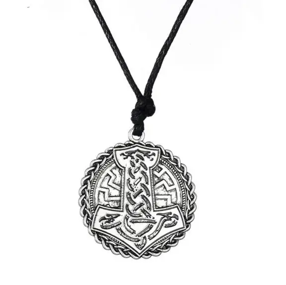 

GX00129 Trade assurance Europe retro Nordic Viking amulet hammer pendant necklace handmade wax line knot Vintage charm jewelry, Picture