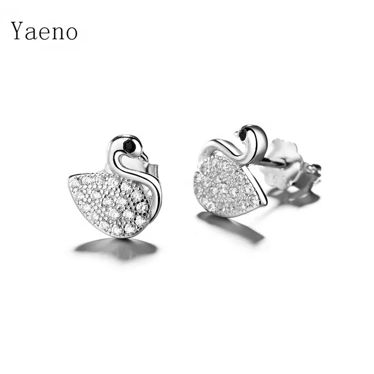 

New Design Classic Women Swan Shape Elegant Stud Earrings Wholesale Zircon Earring