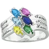 multi gemstone 925 sterling silver family members names rings