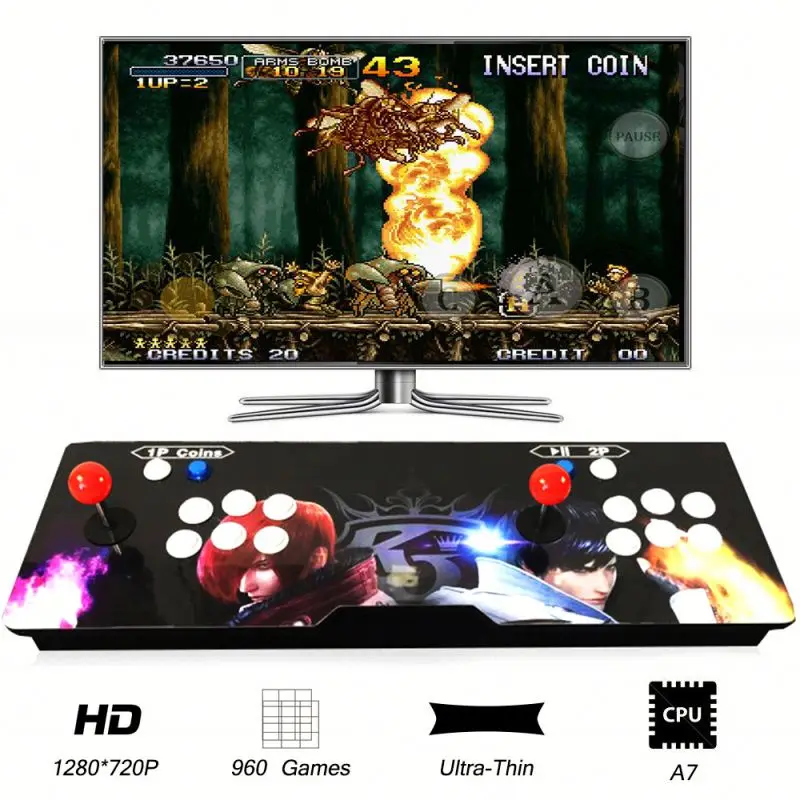 

Monitor, TV, Projector, PC, Laptop Control Panel Wooden Board 960 Games 2 Players Joystick Push Buttons Arcade Console