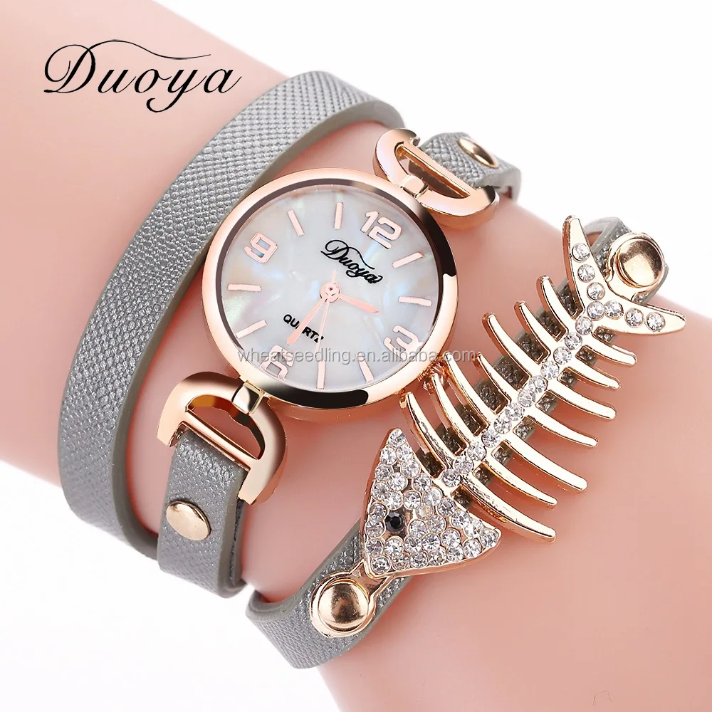 

Duoya Hot Sale Luxury Fashion Cheap Women Wristwatch Fish Bone Leather Straps Girl Clock Quartz Watch Bracelet Casual Female, Available