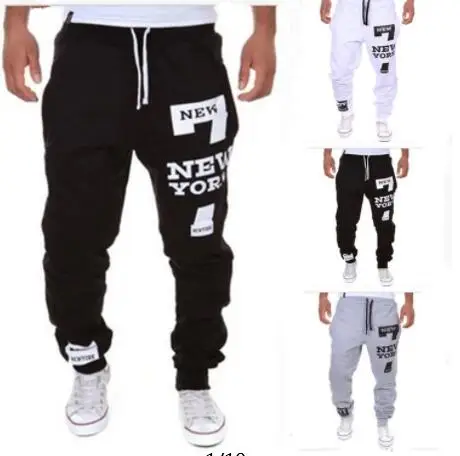 

Fashion Style Men Long Gyms Pants Joggers Casual Waist Cotton Active Fitness Sweatpants Elastic Waist Trousers, White;black;gray;red