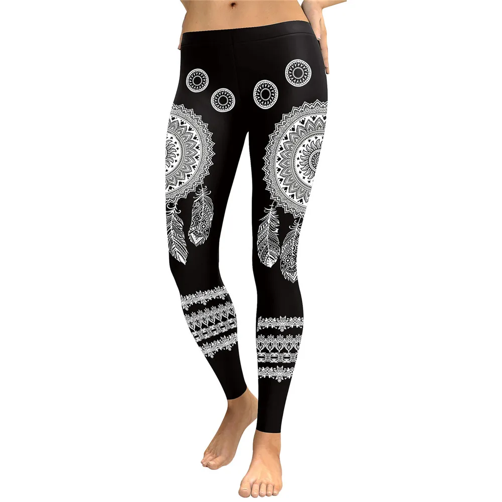 

NADANBAO Brand Custom Print Black and White Slim Body Slimming Mandala Printed Gym Leggings For Women, N/a