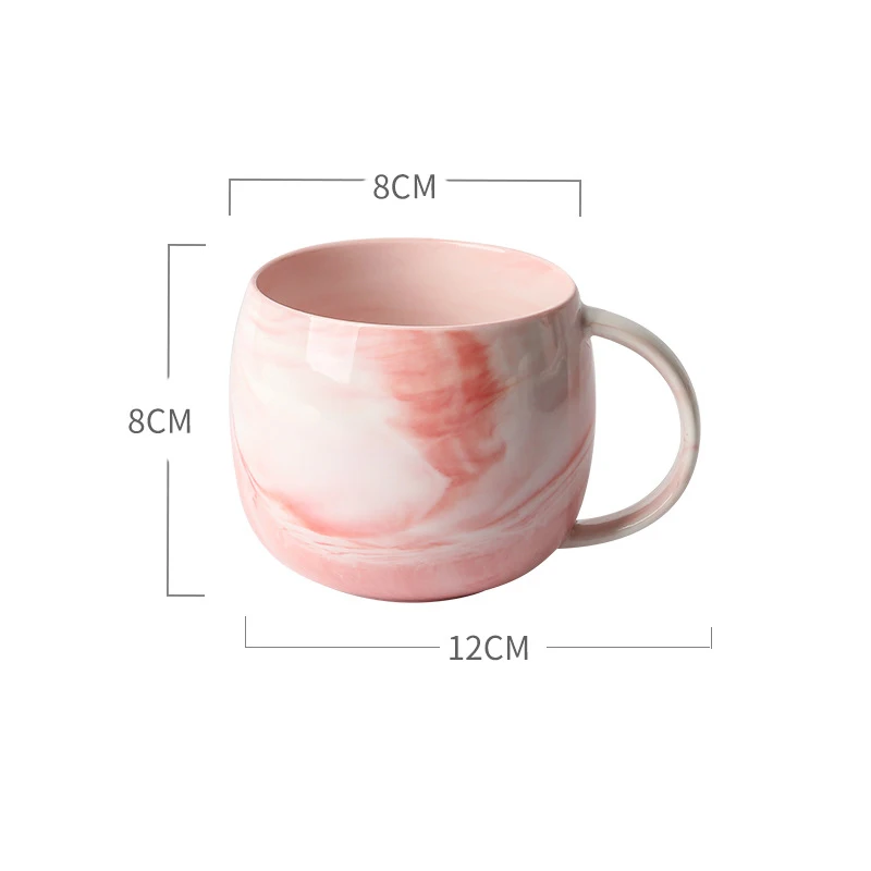

Marble coffee mug round shaped ceramic mug with handle, Pink, gray