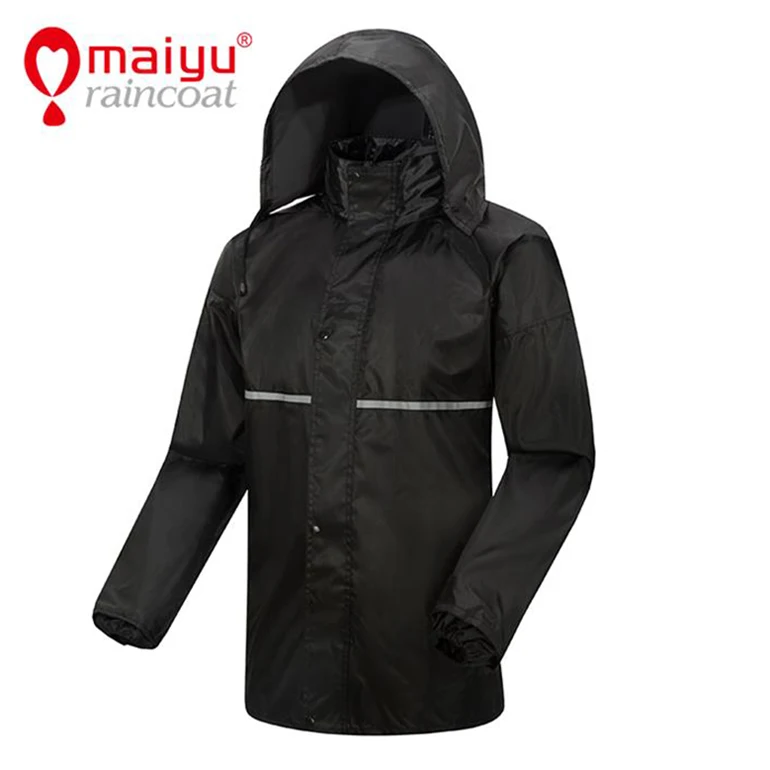 

Rain Poncho Jacket Coat Adults Hooded Waterproof Outdoor Raincoat For Men, Black