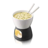 

High Quality Black and White Ceramic Cheese Fondue Set