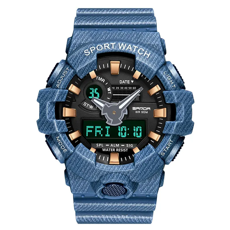

SANDA New Sports Men's Watches Top Brand Luxury Military Quartz Watch Men Waterproof Outdoor Digital Teens Wristwatches 700, 4 colors for choice
