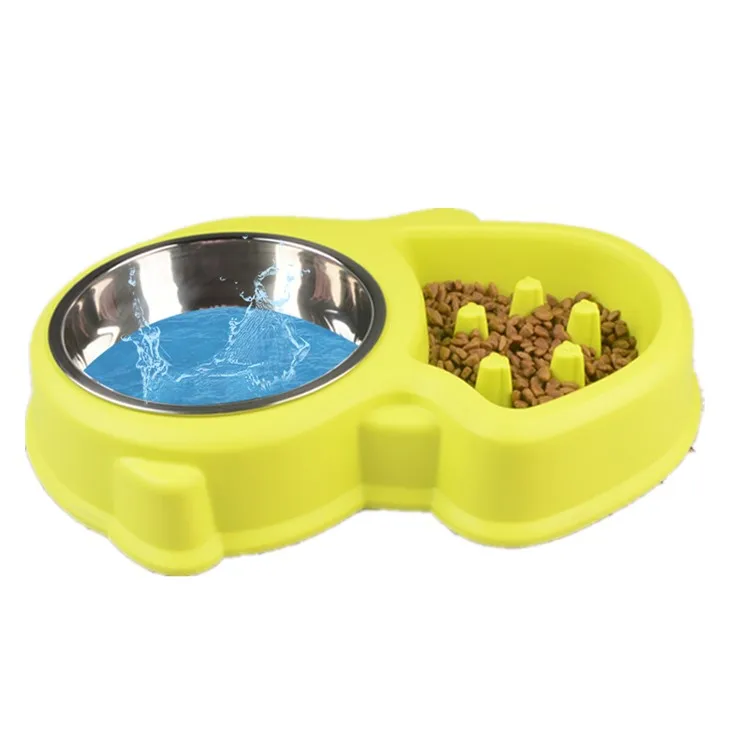 

JY262 popular slow eating non slip pet food water bowl dog feeder, Pink yellow blue