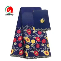 

Queency Colorful Cotton Embroidery Flower African Swiss Voile Lace Fabric With Scarf Lace