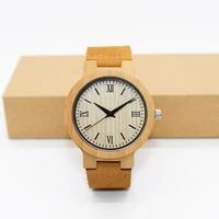 

2020 Engraved bamboo custom wooden watch OEM waterproof men wood watch with leather strap