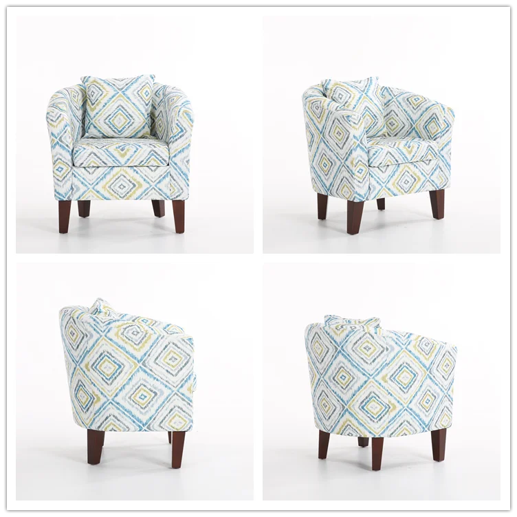 Europe Stripe Fabric Bucket Tub Chair For Salon Living Room Office