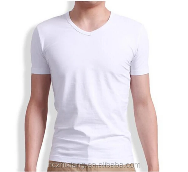 Men's 100% Cotton V Neck Plain No Brand T-shirt - Buy No Brand T-shirt ...