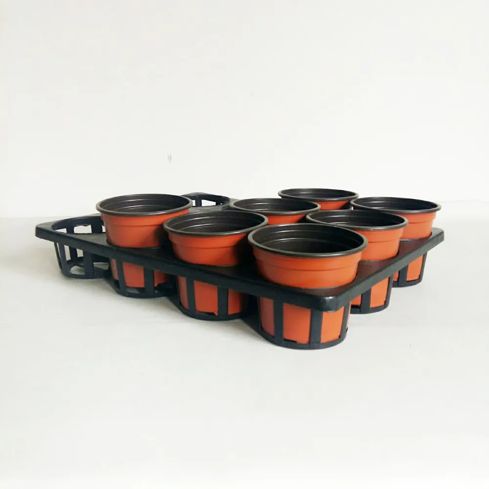 Plastic Flower Pots And Carry Tray Frame Nursery Pot On The Holes Kit