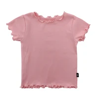 

H2744/ New Design Summer Solid Color Short Sleeve Plain Cotton T shirt for Girls