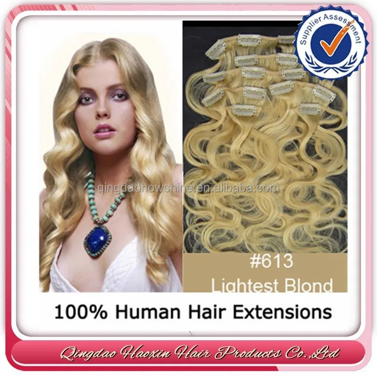 Qingdao Howshine Clip In Light Blonde 613 Peruvian Human Hair