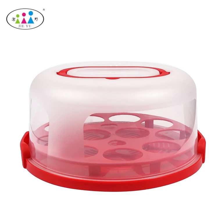 Handheld Round Cake Carrier Plastic Cupcake Storage Holder Portable