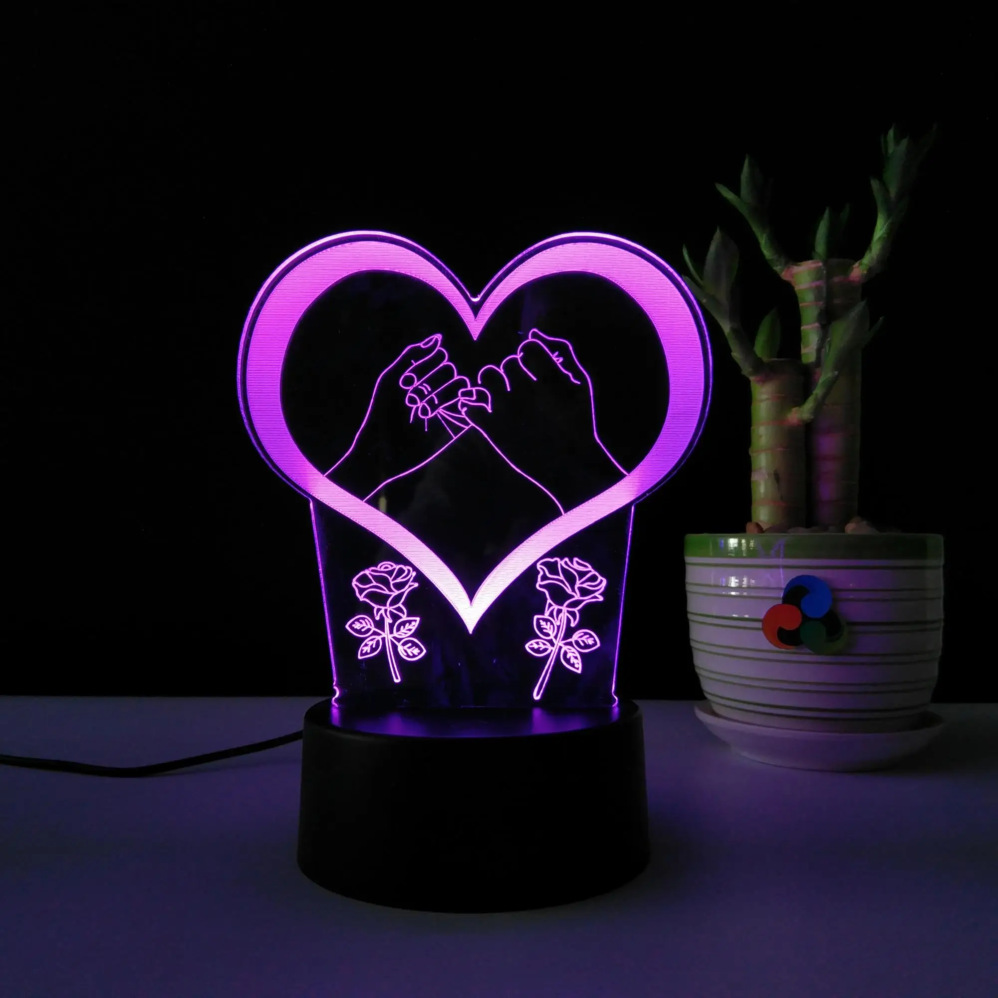 Heart Shape Night Light 3d Led Lamp Decoration Led Table Lamps 3d Night ...