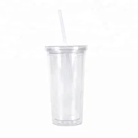 

Bpa Free 20 OZ Custom Clear Plastic Tumbler Cup With Straw