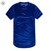 Wholesale side zipper tees velvet t shirt men hipster tshirt short sleeve blank scoop hem t-shirt custom
