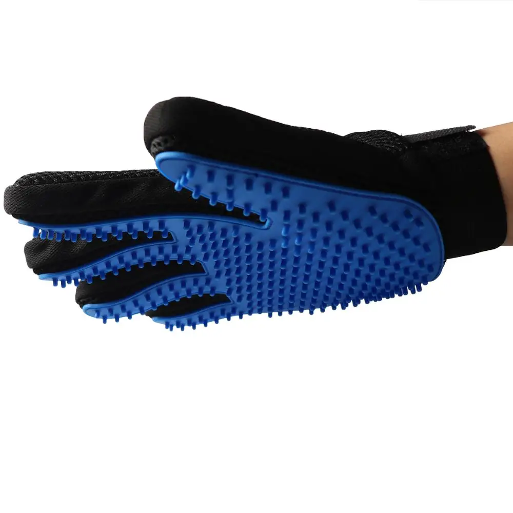 

Aamzon hot selling pet grooming glove deshedding pet grooming brush glove, Blue