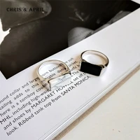 

925 Silver black agate white pine rings