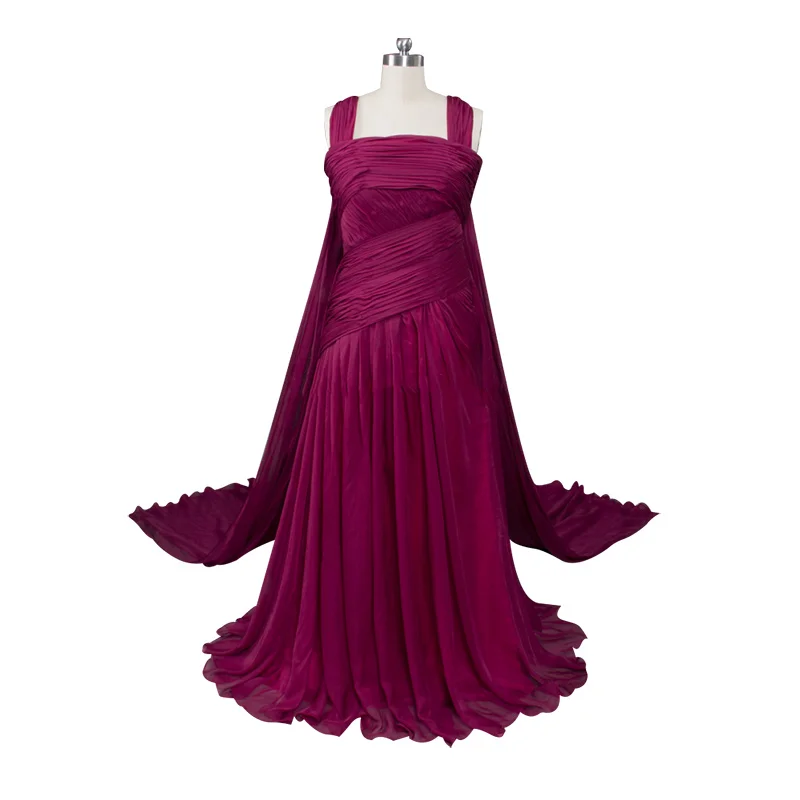 

Custom made long evening dress with long cape plus size women prom dress, Purple and customized