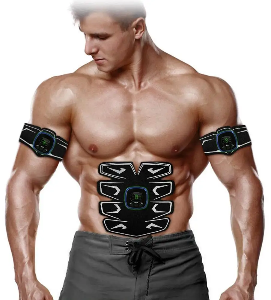 

ABS Stimulator Abs Muscle Toner EMS Portable Rechargeable Gym Workout Training and Home Office Fitness Toning Belt Equipment, Black