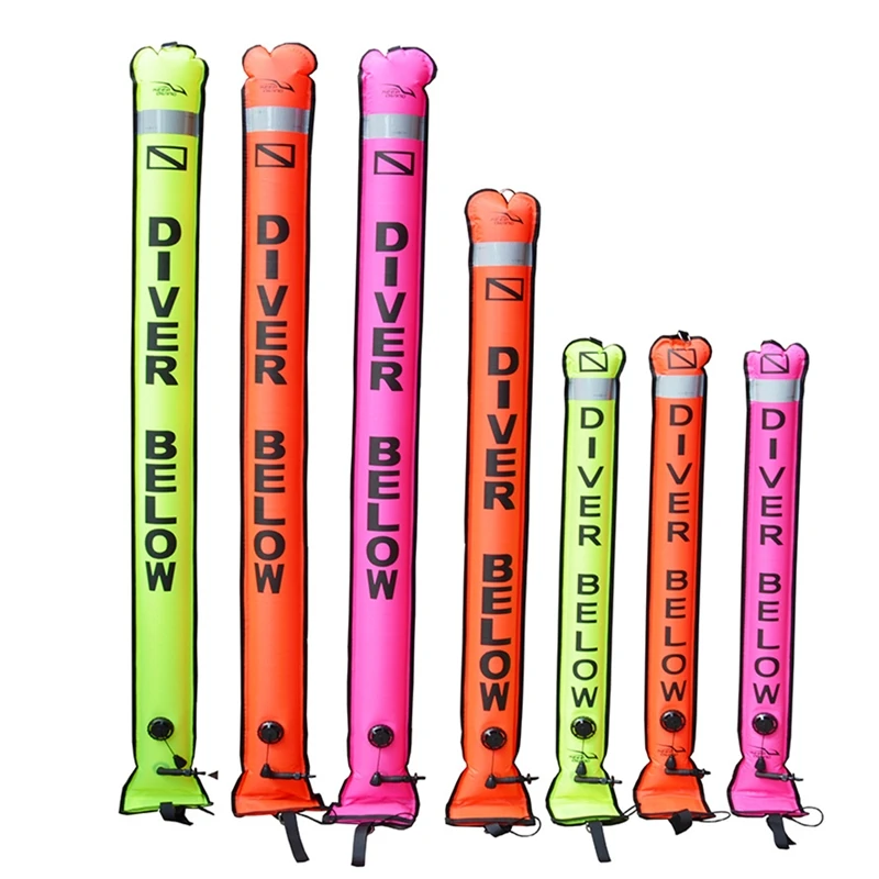 

China Factory Supply Nylon Inflatable Scuba Marker Buoy Customized SMB Diving Alert, Neo-green;pink;orange