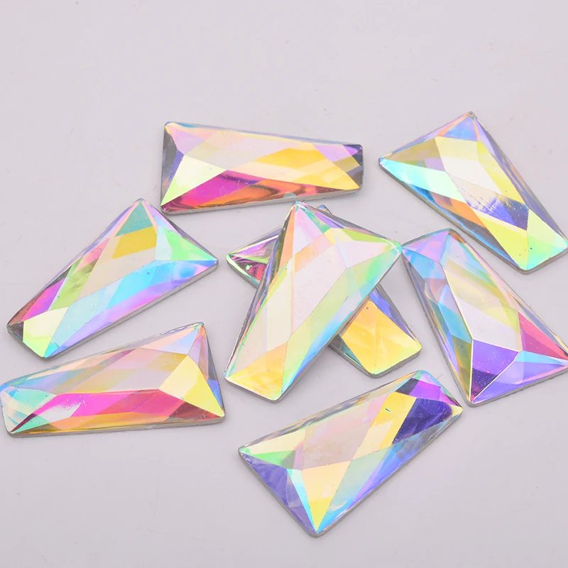Fancy 13*27*44mm Big Crystal Applique Flatback Resin Stones Trapezoid AB Rhinestone for Clothes DIY Crafts