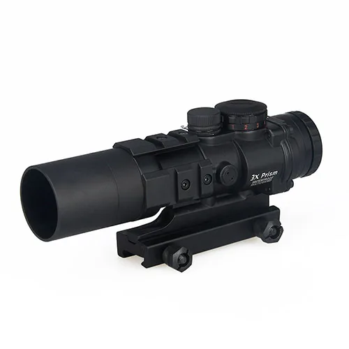 

tactical air gun rifle scope 3x Prism Red Dot Sight with Ballistic CQ Reticle, Black
