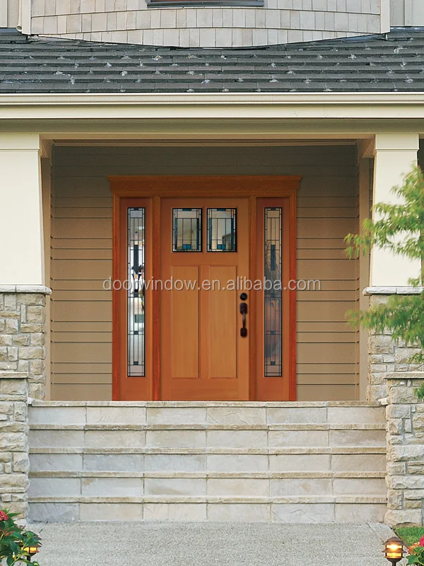 2018 western style double sidelite front glass with wood frame door designs by CE certificate