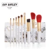 KAY GARLEY 9 pcs golden aluminum ferrule cosmetics tool high quality goat hair makeup brush with butterfly flower pvc pouch