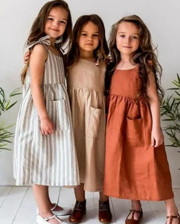 

2019 new design linen design dress solid cute dress suspender baby dress, Color chart