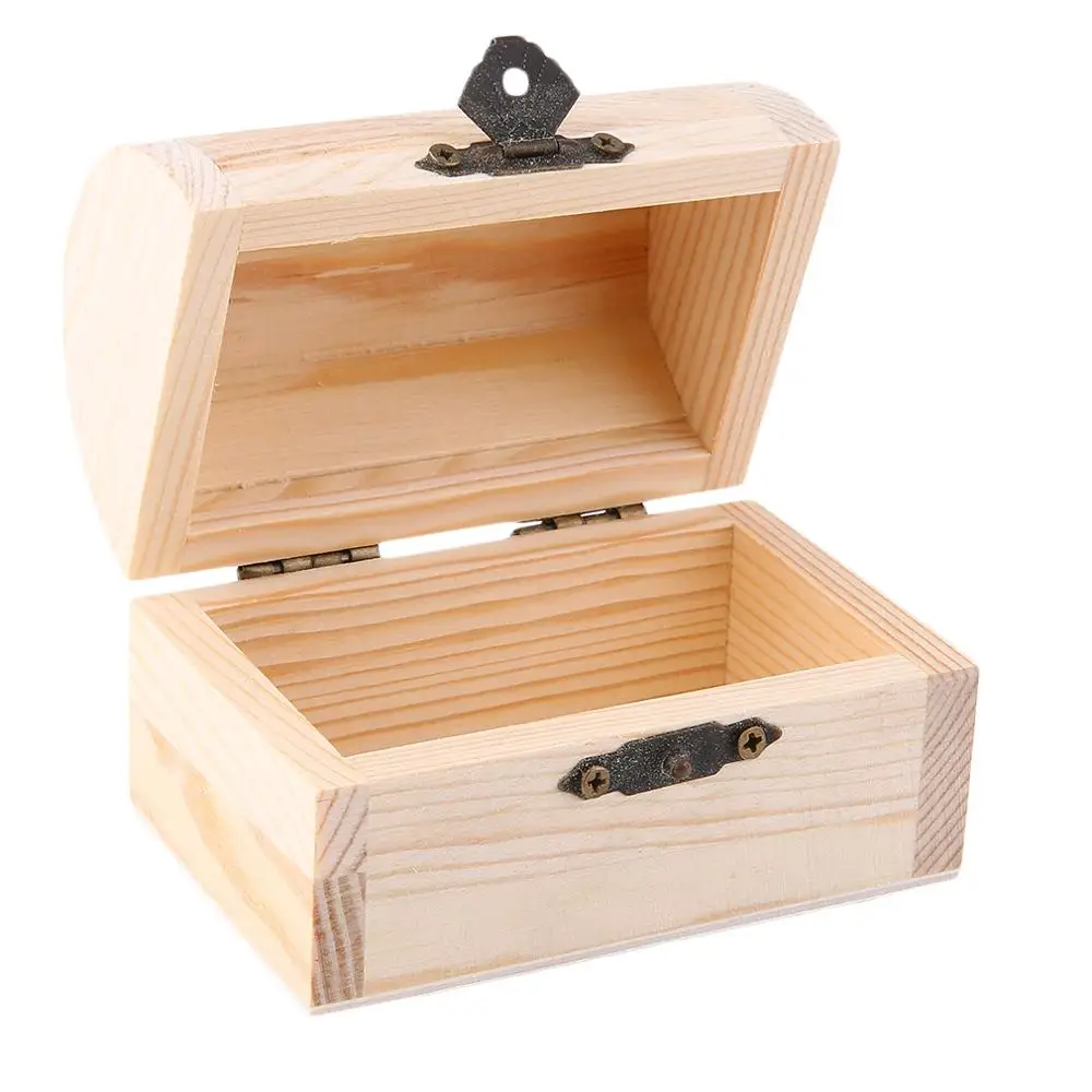Handmade Unfinished Small Wooden Storage Box With Lid For Collection Of