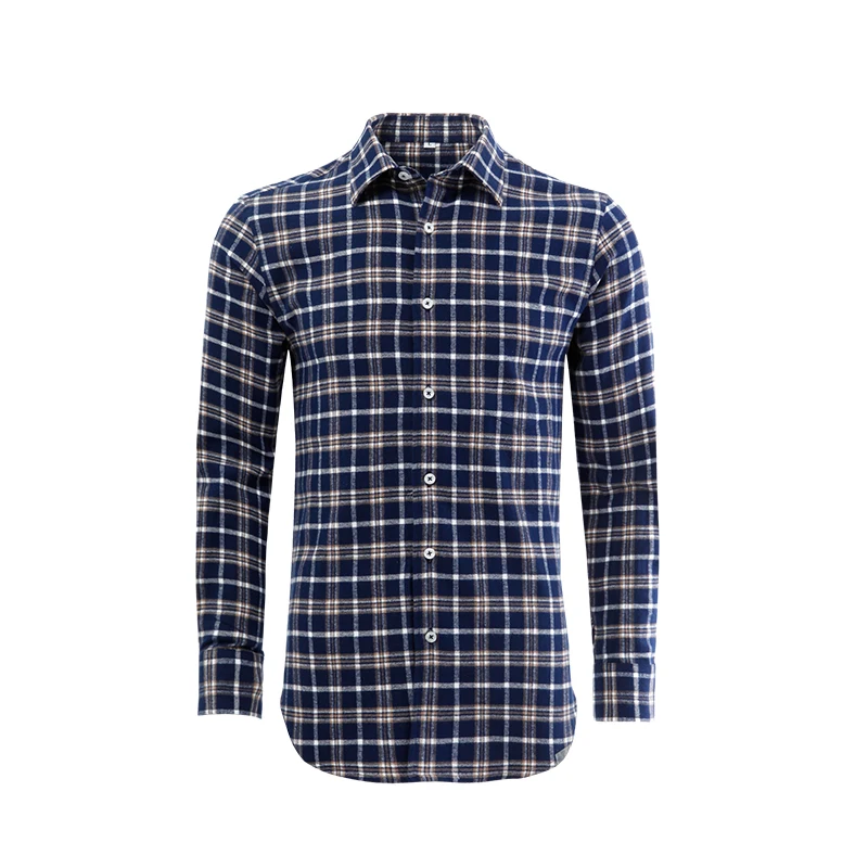 

New arrival men square collar 100% cotton flannel shirt cheap price wholesale plaid flannel shirt